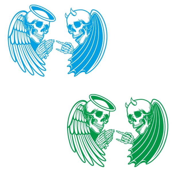 Skull Totenkopf Engel Teufel Motorhauben Autoaufkleber Auto Aufkleber Sticker A4265