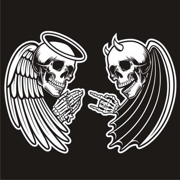 Skull Totenkopf Engel Teufel Motorhauben Autoaufkleber Auto Aufkleber Sticker A4265