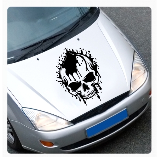 Skull Totenkopf Kleckse Motorhauben Autoaufkleber Auto Aufkleber Sticker A4264