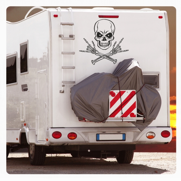 Skull Metal Hands Wohnmobil Caravan Wohnwagen Aufkleber WoMo288