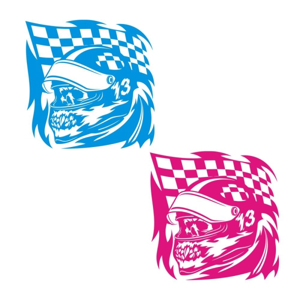 Monster Autoaufkleber Skull Racing Flag Flags Aufkleber Motorhaube Sticker A440