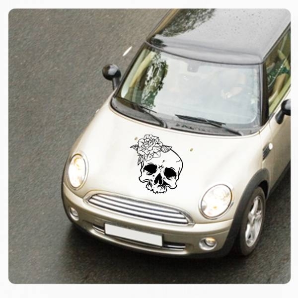 Motorhauben Aufkleber Skull Totenkopf Rose Rosen Autoaufkleber Sticker A633