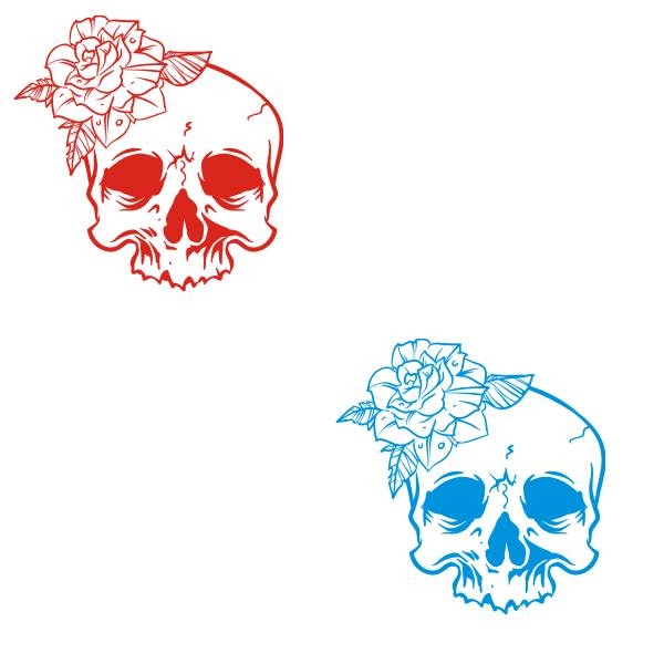 Motorhauben Aufkleber Skull Totenkopf Rose Rosen Autoaufkleber Sticker A633