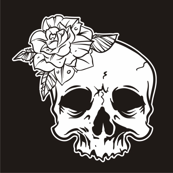 Motorhauben Aufkleber Skull Totenkopf Rose Rosen Autoaufkleber Sticker A633