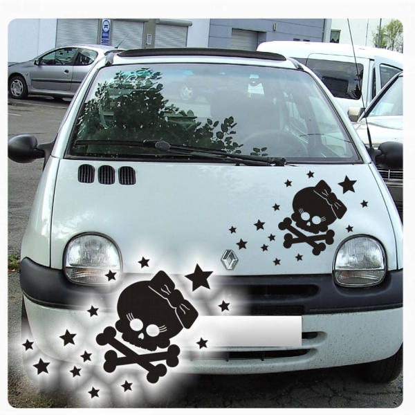 SKULL GIRL Totenkopf Sterne Auto Aufkleber Sticker Gothik A656