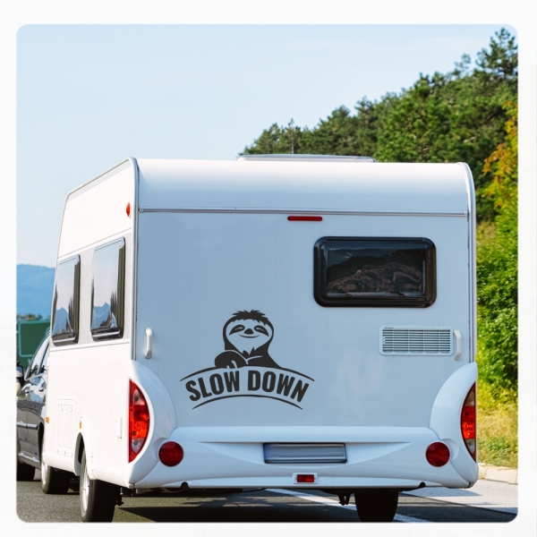 Wohnmobil Aufkleber Slow Down Faultier Caravan Sticker WoMo301