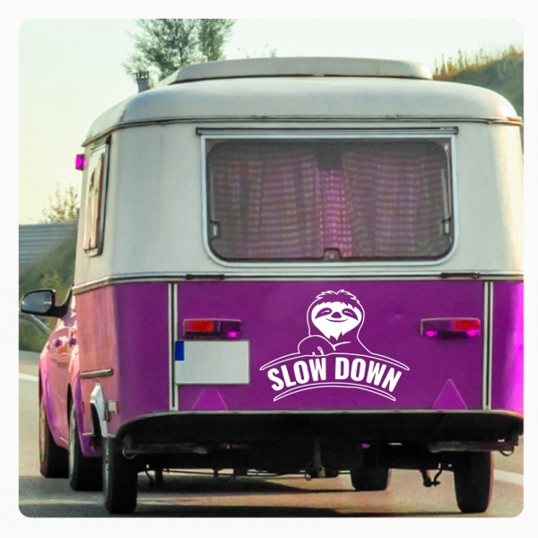 Wohnmobil Aufkleber Slow Down Faultier Caravan Sticker WoMo301