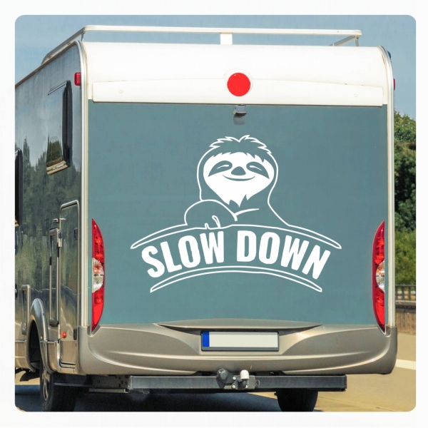 Wohnmobil Aufkleber Slow Down Faultier Caravan Sticker WoMo301