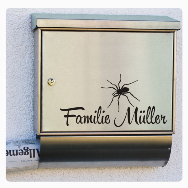 Briefkastenaufkleber Spinne Namen Aufkleber Sticker B010