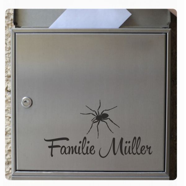 Briefkastenaufkleber Spinne Namen Aufkleber Sticker B010