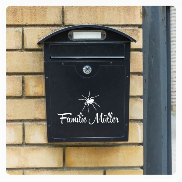 Briefkastenaufkleber Spinne Namen Aufkleber Sticker B010