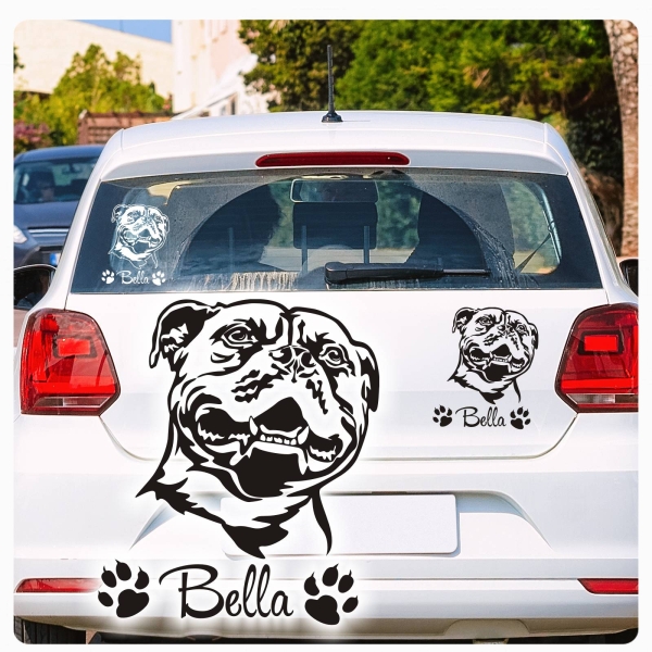 Staffordshire Bullterrier Name Pfoten Autoaufkleber Auto Aufkleber Sticker A861