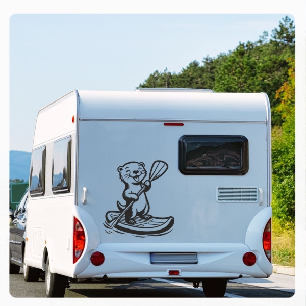 Stand-Up-Paddling Otter Wohnmobil Aufkleber Wohnwagen lustig Caravan Sticker WoMo489