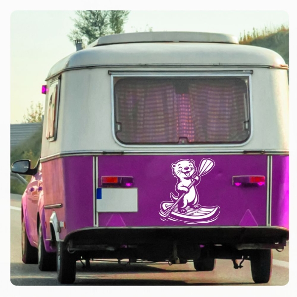 Stand-Up-Paddling Otter Wohnmobil Aufkleber Wohnwagen lustig Caravan Sticker WoMo489