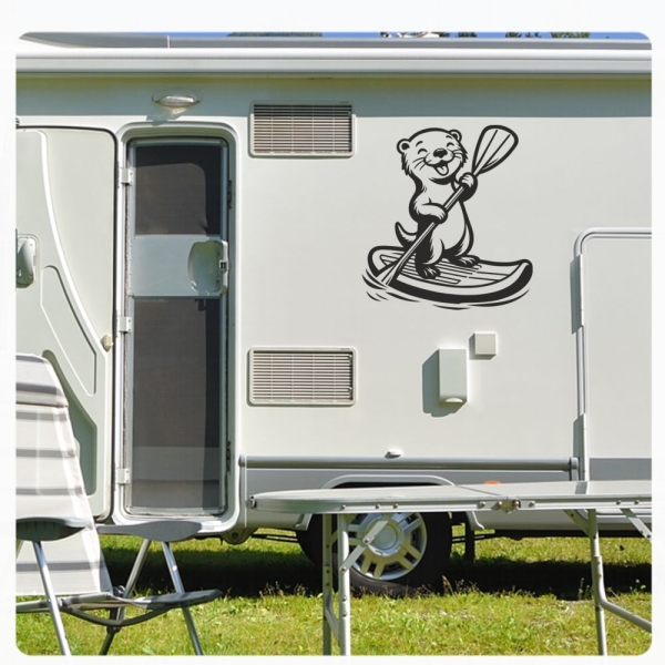 Stand-Up-Paddling Otter Wohnmobil Aufkleber Wohnwagen lustig Caravan Sticker WoMo489