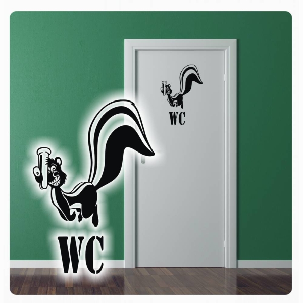 Stinktier Toilette WC Wandtattoo Türaufkleber Badezimmer Tür Klo Aufkleber Sticker  T805