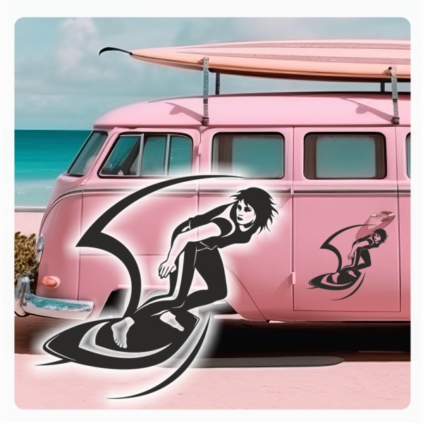 Wohnmobil Aufkleber Surfer Girl Wohnwagen Caravan Sticker WoMo443