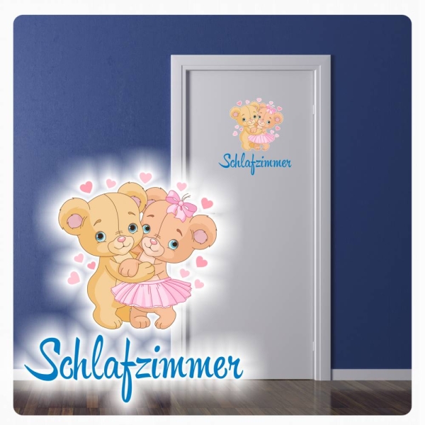 Türaufkleber Schlafzimmer Herzen Teddys Digitaldruck Wandtattoo Türtattoo DT039