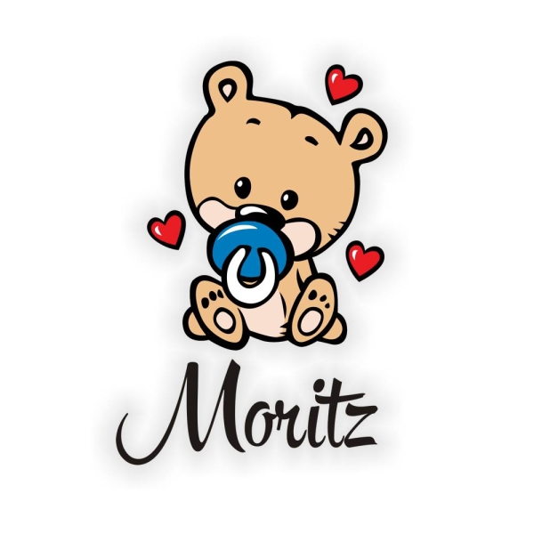 Türaufkleber Baby Teddy Name Digitaldruck Wandtattoo Türtattoo Sticker DT159