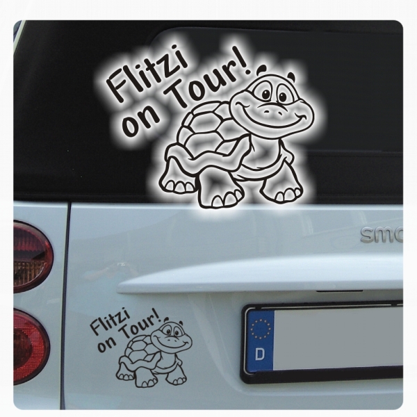 Name Text on Tour! Autoaufkleber Schildkröte Sticker Auto Aufkleber A1242