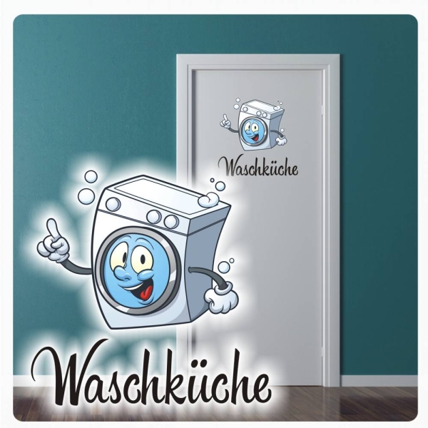 Türtattoo Waschmaschine Waschküche Digitaldruck Türaufkleber DT104