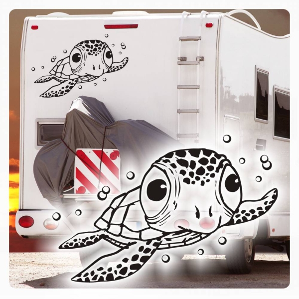 Schildkröte Turtle Wohnmobil Auto Aufkleber Womo041