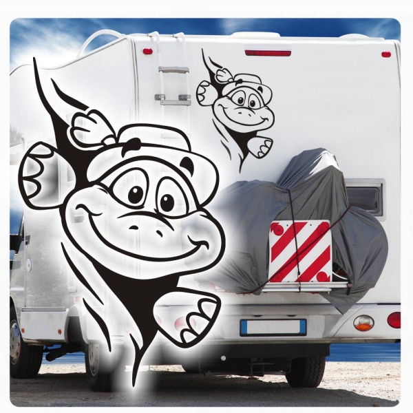 Schildkröte mit Hut schaut raus Wohnmobil Aufkleber Wohnwagen Sticker WoMo257