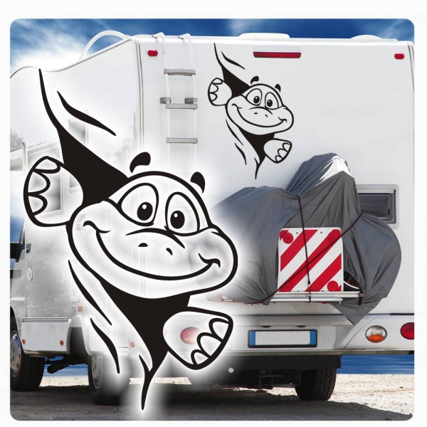 Schildkröte schaut raus Wohnmobil Aufkleber Wohnwagen Sticker WoMo253