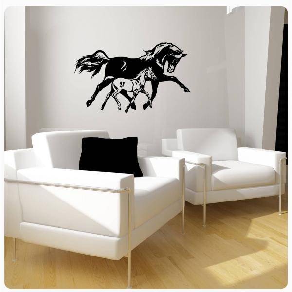 Pferd Pferde Stute Fohlen Wandtattoo Wandaufkleber Walltattoo W339