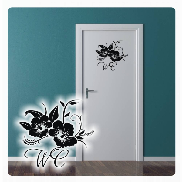 WC Hibiskus Blumen Türaufkleber Tür Aufkleber Wandtatto Sticker T199