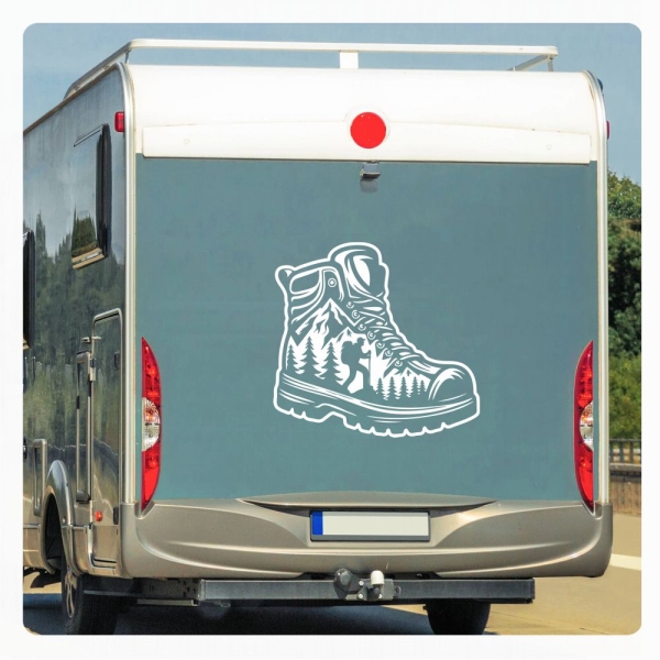 Wohnmobil Aufkleber Wandern Wanderstiefel Wald Berge Wohnwagen Caravan Sticker WoMo446