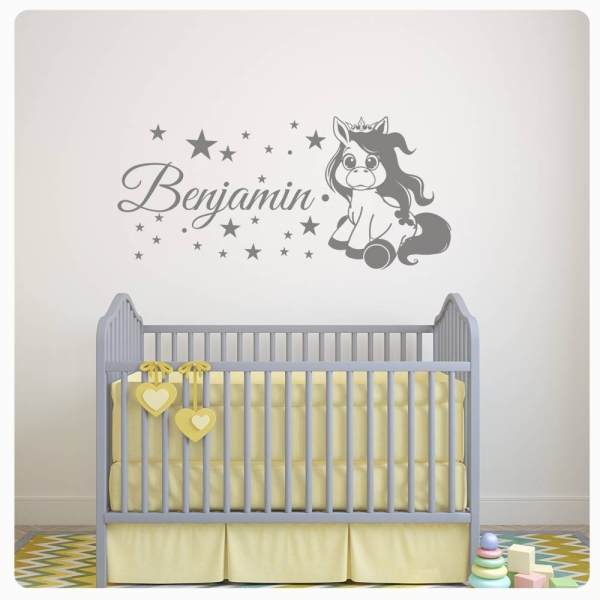 Name Pony Prinzessin Prinz Sterne Punkte Wandtattoo Wandaufkleber Walltattoo W202