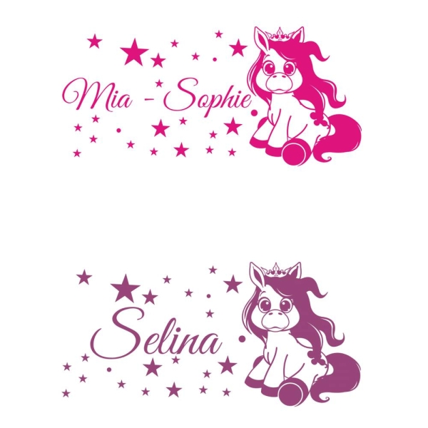 Name Pony Prinzessin Prinz Sterne Punkte Wandtattoo Wandaufkleber Walltattoo W202