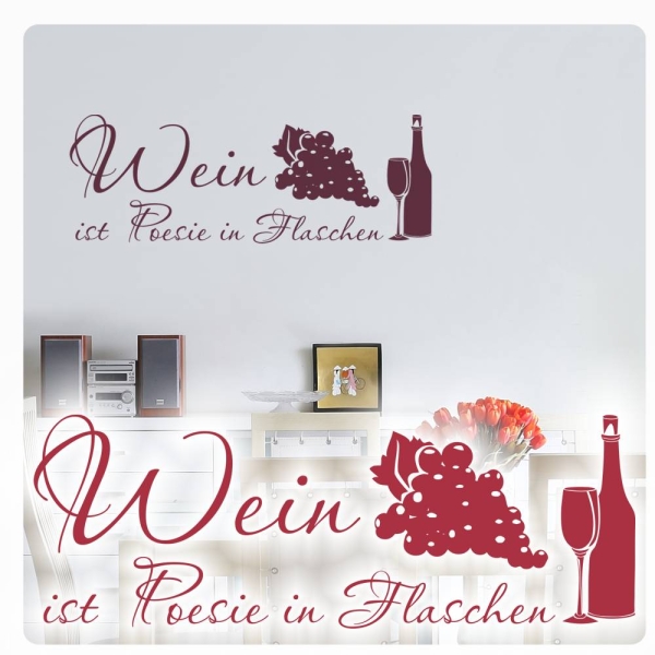 Wandtattoo Wein ist Poesie in Flaschen Wandaufkleber Vino Veritas Küche W1035