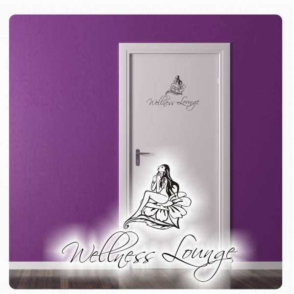 Wellness Lounge Türaufkleber Wandtattoo BAD WC Tür Aufkleber Sticker T043