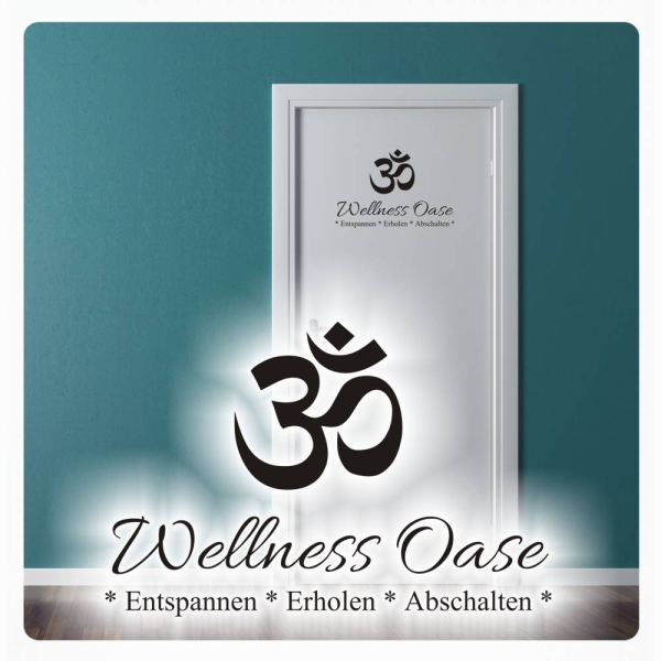 Tür Aufkleber Wellness Oase Ohm Om Entspannen Erholen Badezimmer Wandtattoo T567