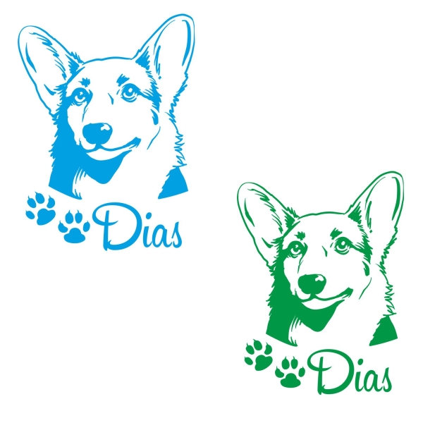 Autoaufkleber Welsch Corgi Name clickstick Aufkleber Hund Pfoten A162