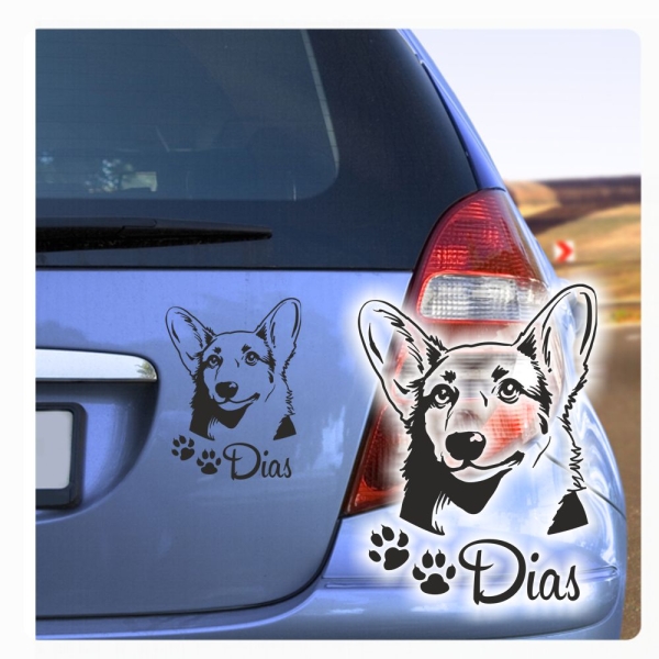 Autoaufkleber Welsch Corgi Name clickstick Aufkleber Hund Pfoten A162