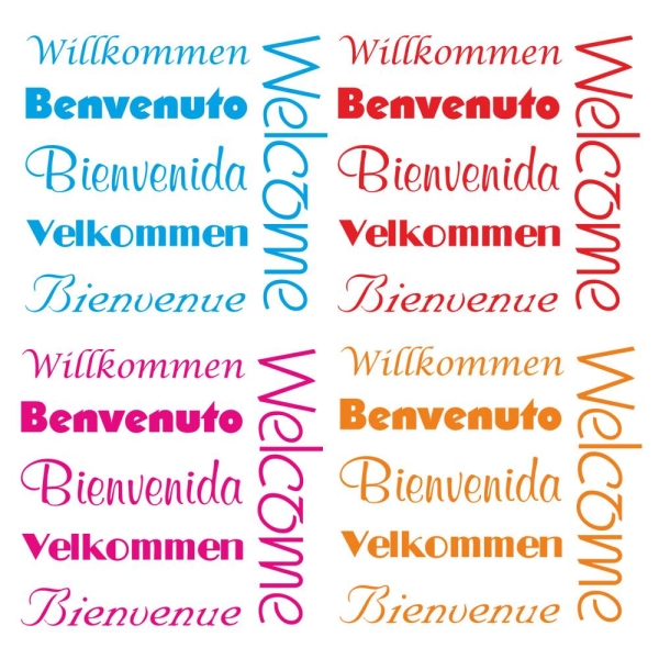 Willkommen Wandtattoo Türaufkleber Wandaufkleber verschiedene Sprachen T001