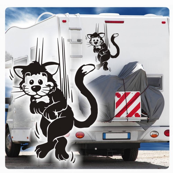 Katze hängt ab Wohnmobil Aufkleber Wohnwagen Sticker WoMo229