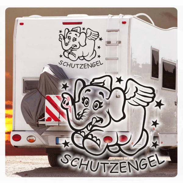 Wohnmobil Aufkleber Schutzengel Elefant Engel WoMo Caravan Aufkleber Sticker WoMo150