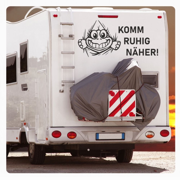 Wohnmobil Wohnwagen Caravan Aufkleber Sticker Komm ruhig näher! Lustig Schildkröte WoMo463