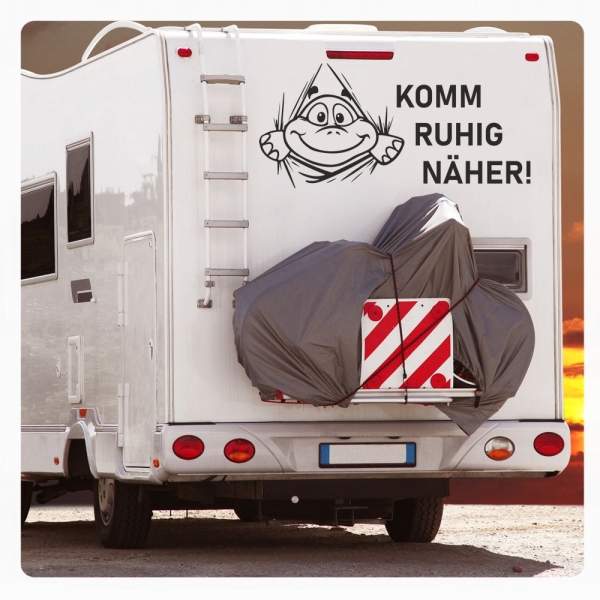 Wohnmobil Wohnwagen Caravan Aufkleber Sticker Komm ruhig näher! Lustig Schildkröte WoMo464