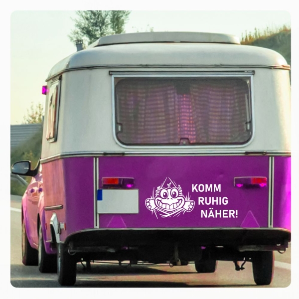 Wohnmobil Wohnwagen Caravan Aufkleber Sticker Komm ruhig näher! Lustig Schildkröte WoMo463