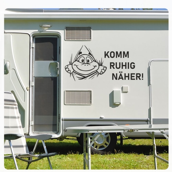 Wohnmobil Wohnwagen Caravan Aufkleber Sticker Komm ruhig näher! Lustig Schildkröte WoMo464