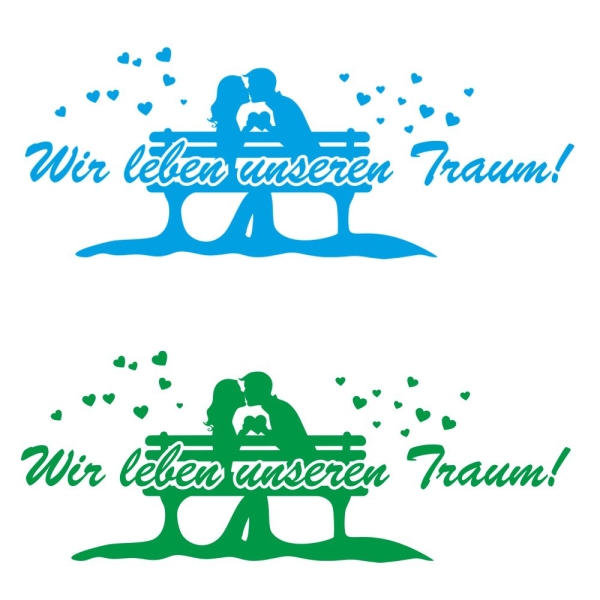 Wir leben unseren Traum! Paar Herzen Wohnmobil Aufkleber Wohnwagen Caravan Sticker WoMo483