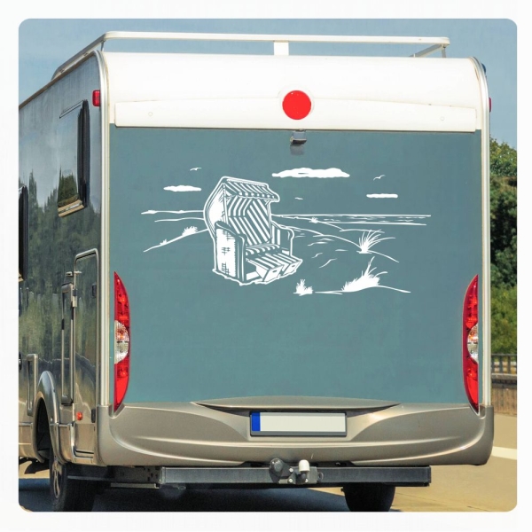 Wohnmobil Caravan Aufkleber Strandkorb Strand Meer Möwen Wohnwagen Sticker WoMo461