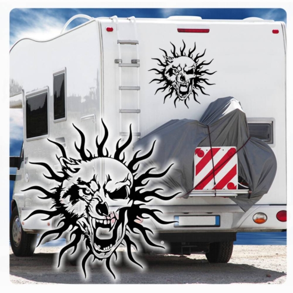 Wolf Tribal Skull Wohnmobil Aufkleber Caravan Sticker WoMo108