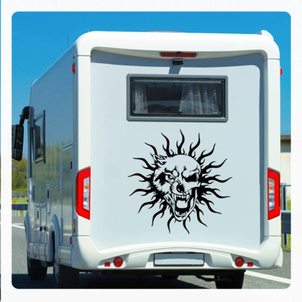 Wolf Tribal Skull Wohnmobil Aufkleber Caravan Sticker WoMo108