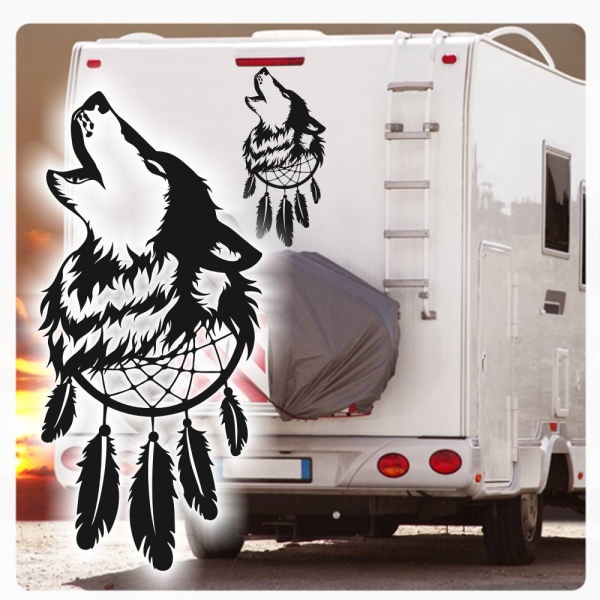 Wohnmobil Aufkleber Wolf Traumfänger WoMo Caravan Aufkleber Sticker WoMo297